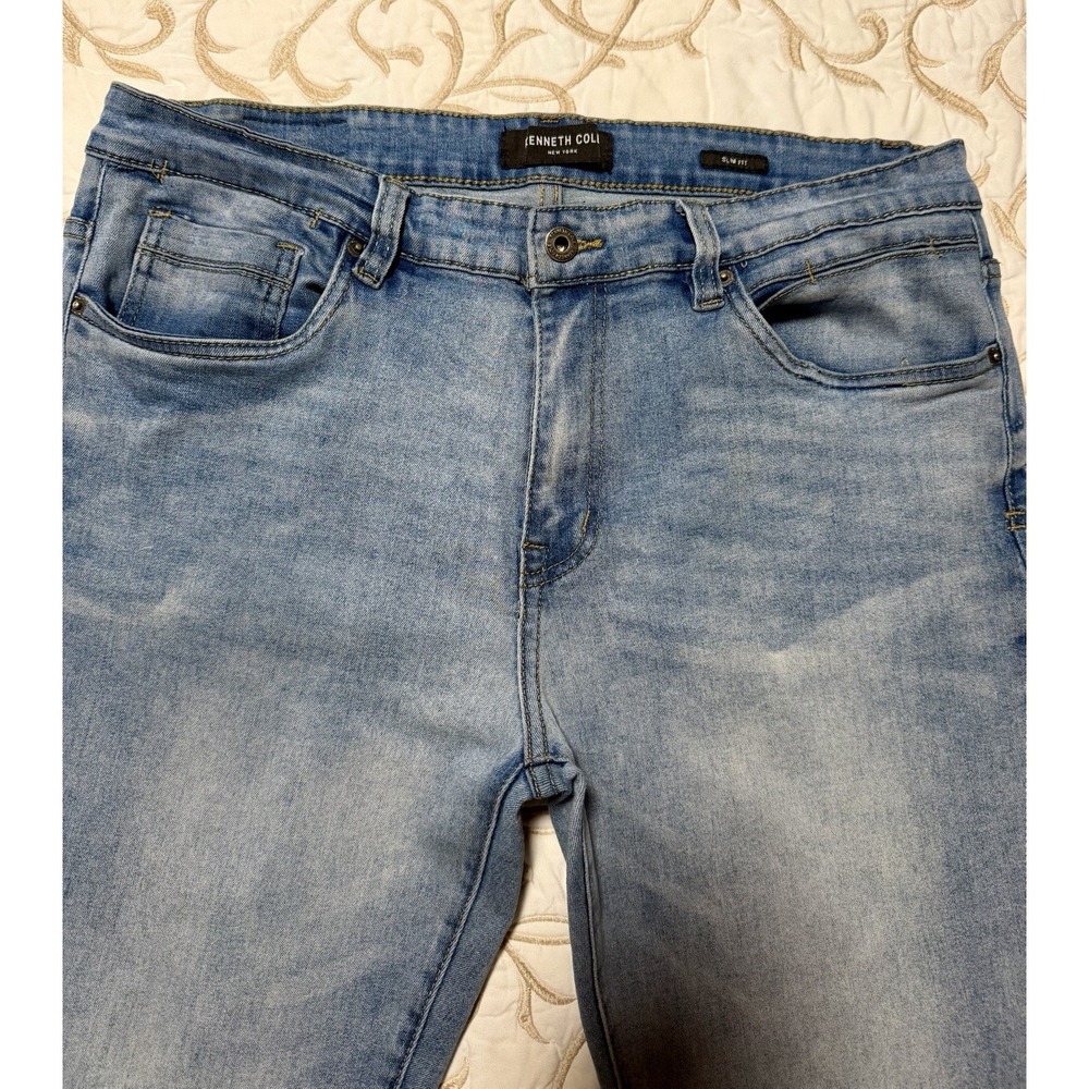 Kenneth Cole New York Men's Slim Fit Jeans Light Wash Denim Size 36x32